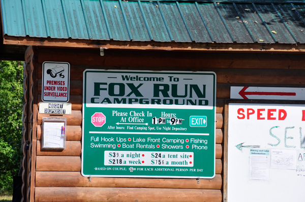 Fox Run Campground sign